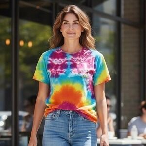 Peace Frogs Tie Dye Tee Shirt M Medium Multicolor Back In The Day Graphic Tee